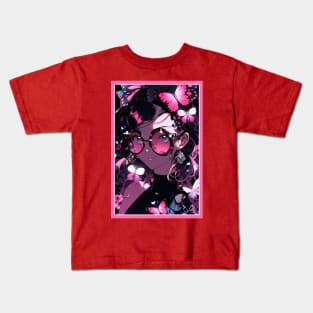 Aesthetic Anime Girl Pink Rosa Black | Quality Aesthetic Anime Design | Premium Chibi Manga Anime Art Kids T-Shirt